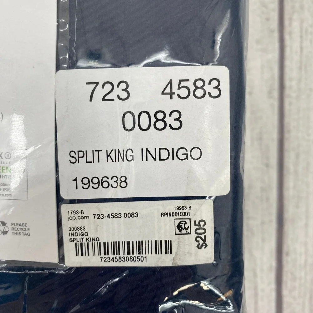 Liz Claiborne Sheet Set Split King Indigo Blue 600TC Cotton Wrinkle Free 5pc